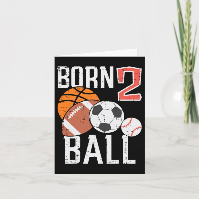 Born Basketball Football 2nd Birthday Småbarn Boy Kort (Framsida)