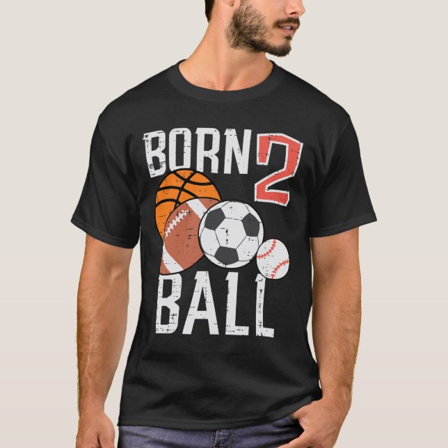 Born Basketball Football 2nd Birthday Toddler Boy  T Shirt (Framsida)