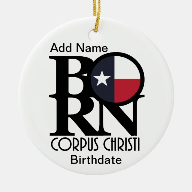 BORN Corpus Christi Texas Julgransprydnad Keramik (Framsidan)