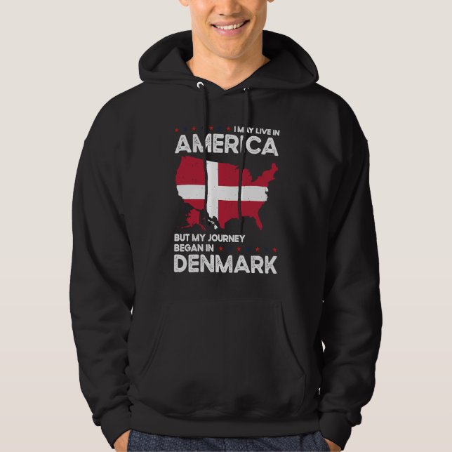 Born Danish Denmark American USA Citizenship Hoodie (Framsida)