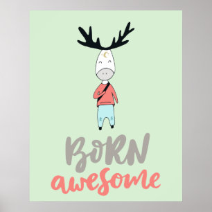 Born Fantastisk Modern Tecknad Hjort Poster