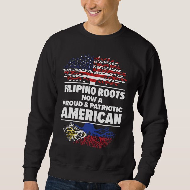 Born Filipino Philippines American USA Citizenship Lång Ärmad Tröja (Framsida)