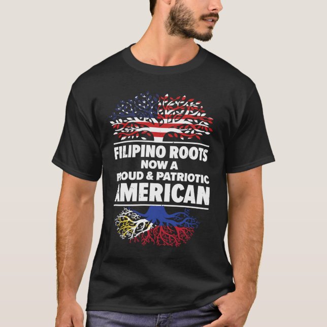 Born Filipino Philippines American USA Citizenship T Shirt (Framsida)