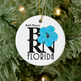 BORN Florida Blue Hibiscus Anpassningsbar Julgransprydnad Keramik