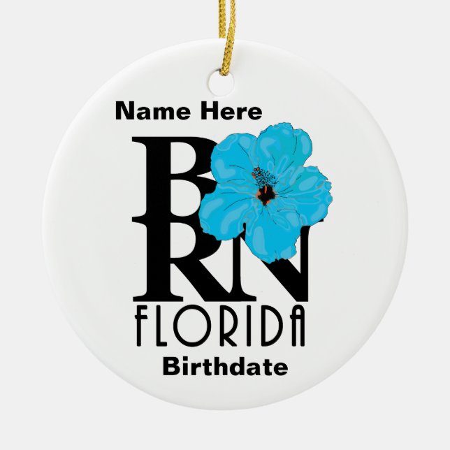 BORN Florida Blue Hibiscus Julgransprydnad Keramik (Framsidan)