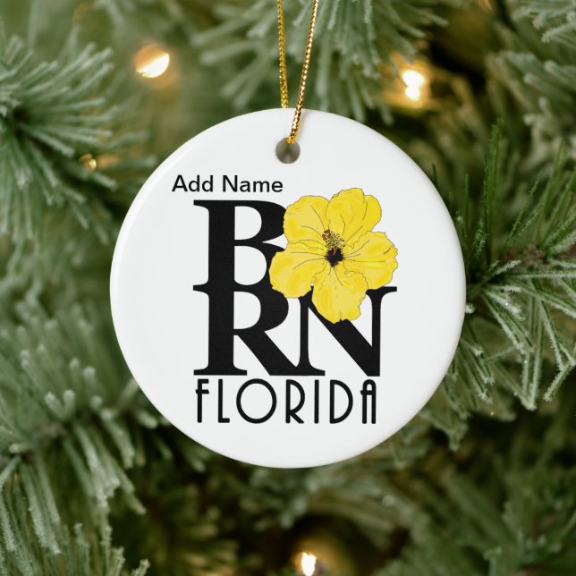 BORN Florida Gult Hibiscus Anpassningsbar Julgransprydnad Keramik (Träd)