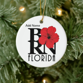 BORN Florida Red Hibiscus Anpassningsbar Julgransprydnad Keramik