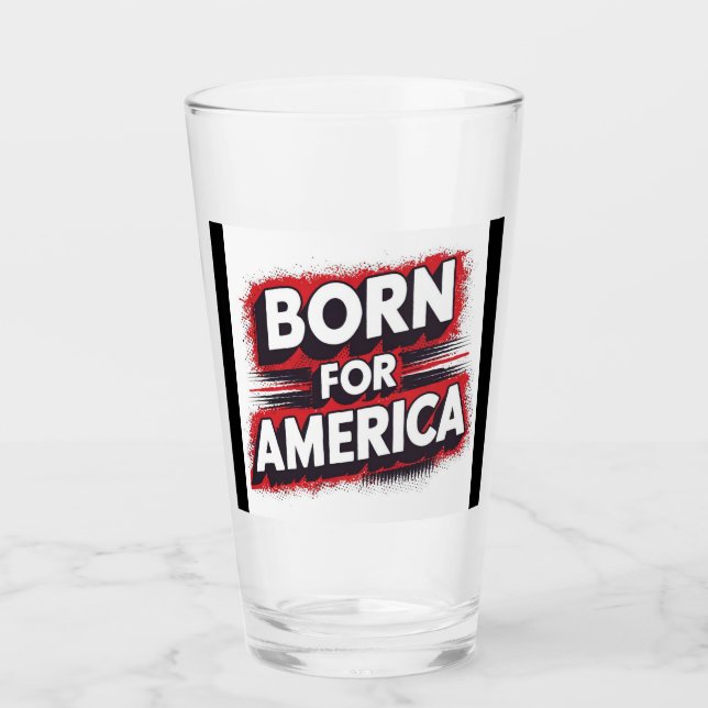 "Born för Amerika Patriotic Mugg" Glaskopp (Framsida)