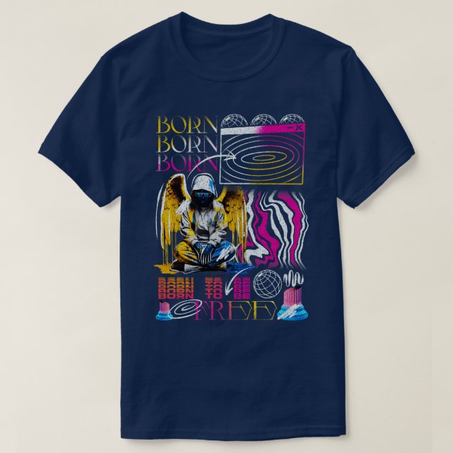 Born för att bli fri konst Surreal stil T Shirt (Design framsida)