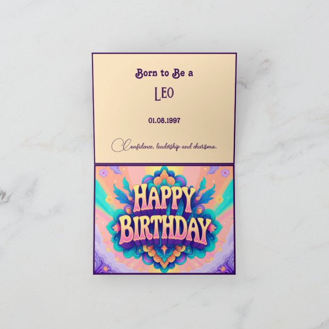 Born för att vara en Leo på födelsedagen Kort (Inuti)
