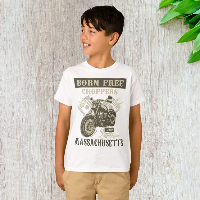 Born Free Choppers Motorcycle Massachusetts T Shirt (Skapare uppladdad)