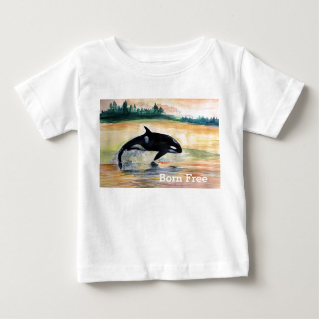 Born Free Whale Baby Bra Jersey T-Shirt, White Tröja (Framsida)