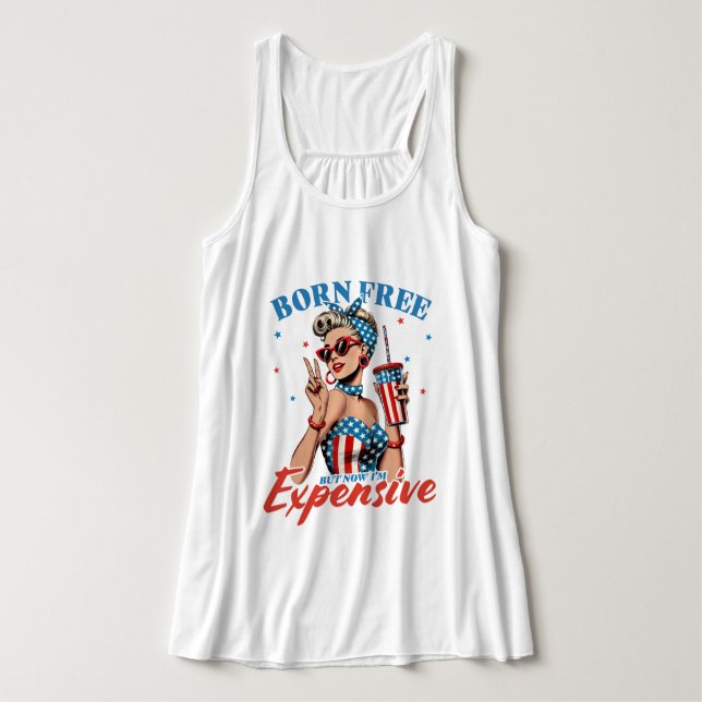 Born gratis men jag är dyrbar linne med racerback  (Design framsida)