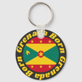 Born Grenada | Cute Grenada-Flagga med Gult Text Nyckelring