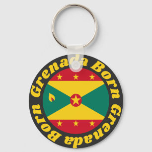 Born Grenada Cute Grenada-Flagga med Gult Text Nyckelring