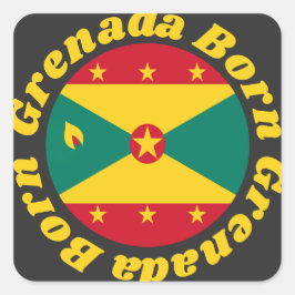 Born Grenada | Cute Grenadian Flagga and Gult Text Fyrkantigt Klistermärke