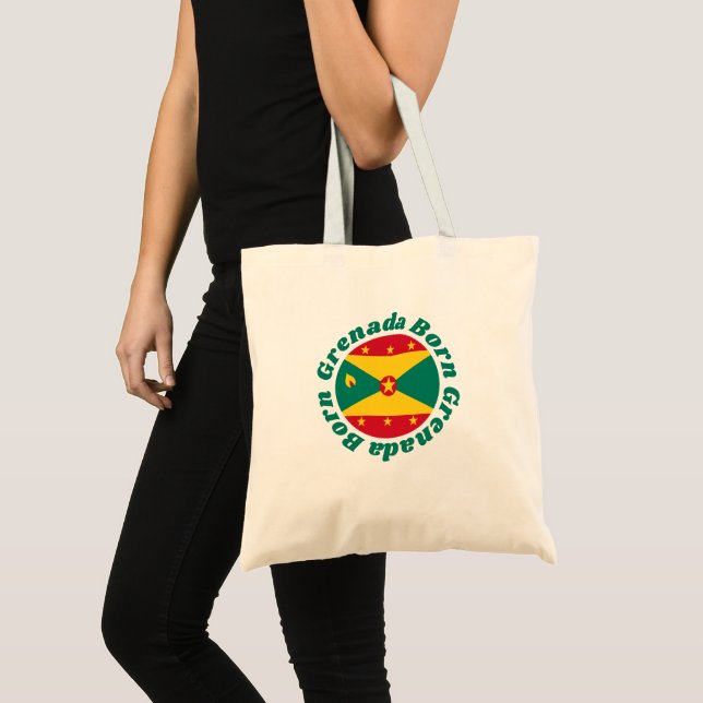 Born Grenada | Grenadian Flagga Gult Typography Tygkasse (Framsida (produkt))