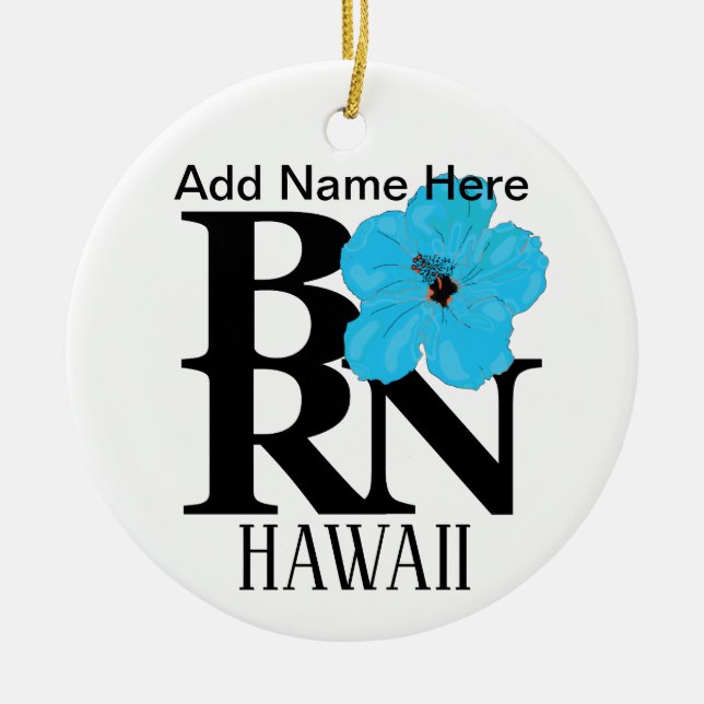 BORN Hawaii Blue Hibiscus Julgransprydnad Keramik (Framsidan)