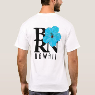 BORN Hawaii Blue Hibiscus T Shirt
