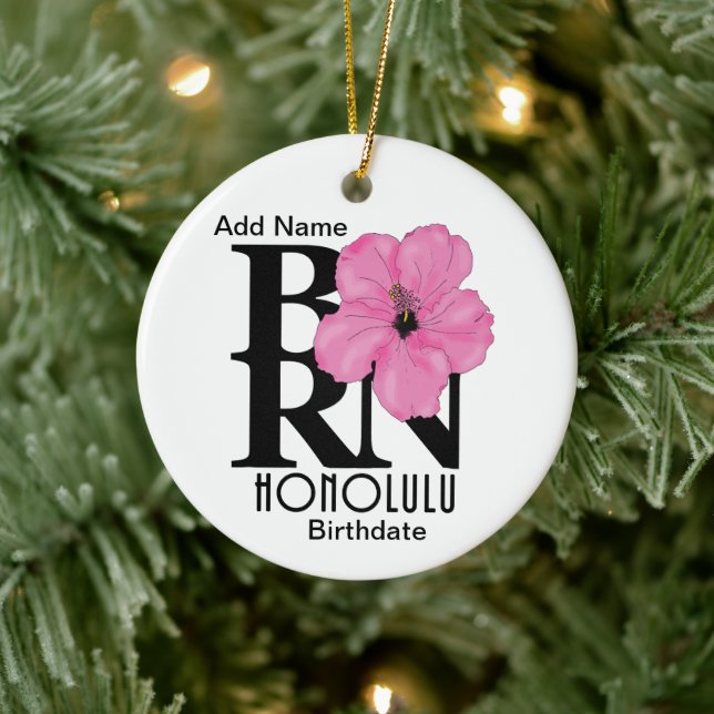 BORN Honolulu Rosa Hibiscus Julgransprydnad Keramik (Träd)