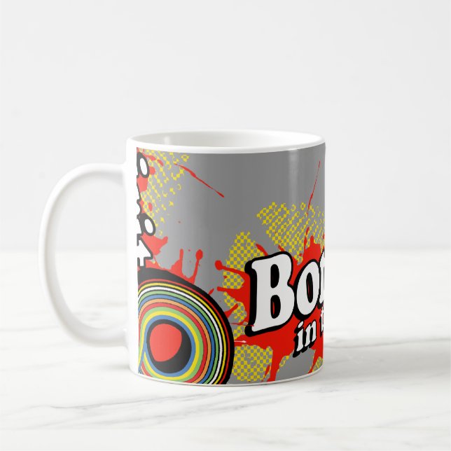 "Born i 80-talets" logotyp-grått-retro mugg (Vänster)