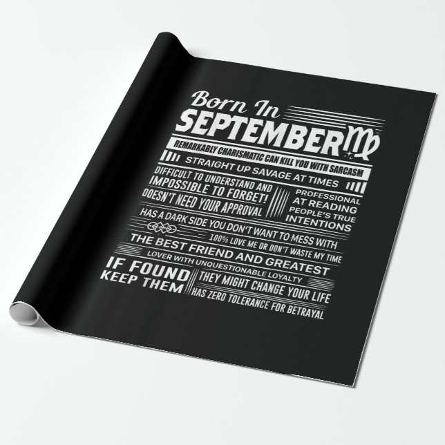 Born i september våg lustiga födelsedagspresent presentpapper (Utrullad)