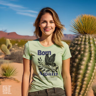 Born igen Christian Jesus Butterfly Motif Inspira T Shirt