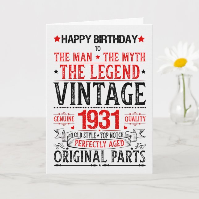 Born in 1931 Birthday the Man the Myth the Legend Kort (Liten växt)