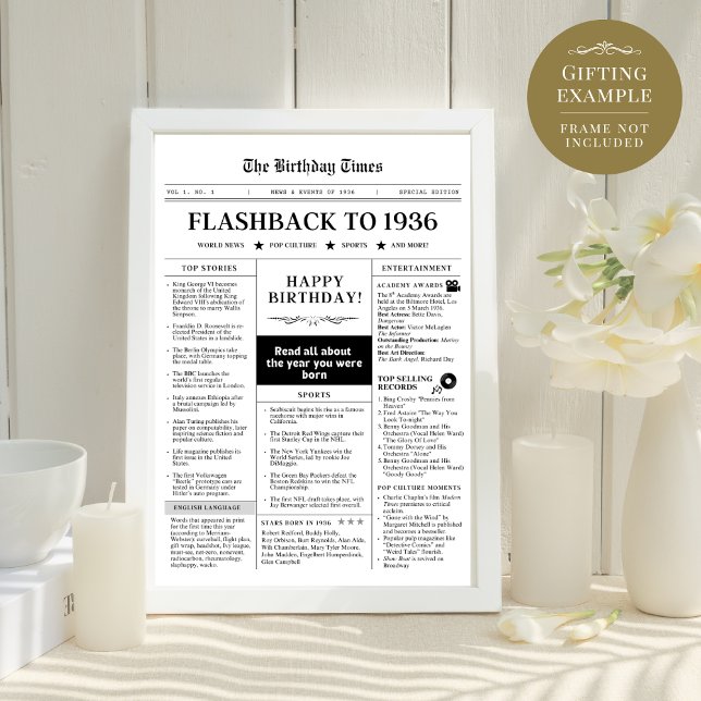 Born in 1936 Fun Newspaper black and white (Skapare uppladdad)