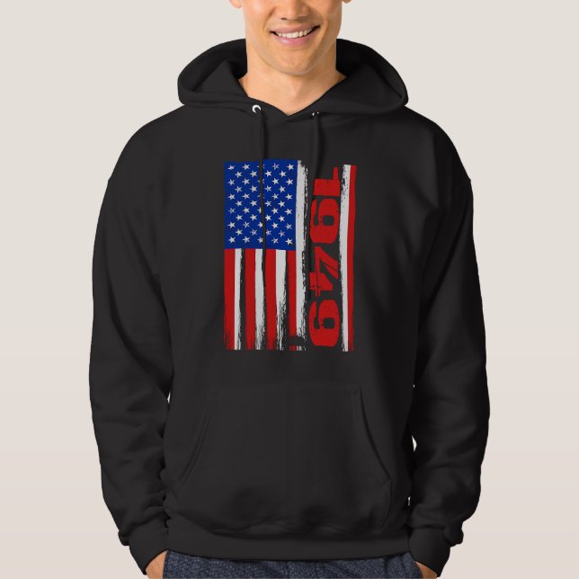 Born in 1949 US Flag Patriotic Veterans Day 4th Of Hoodie (Framsida)