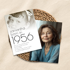 Born in 1956 Overlay 2 Photos 70th Birthday Party Inbjudningar