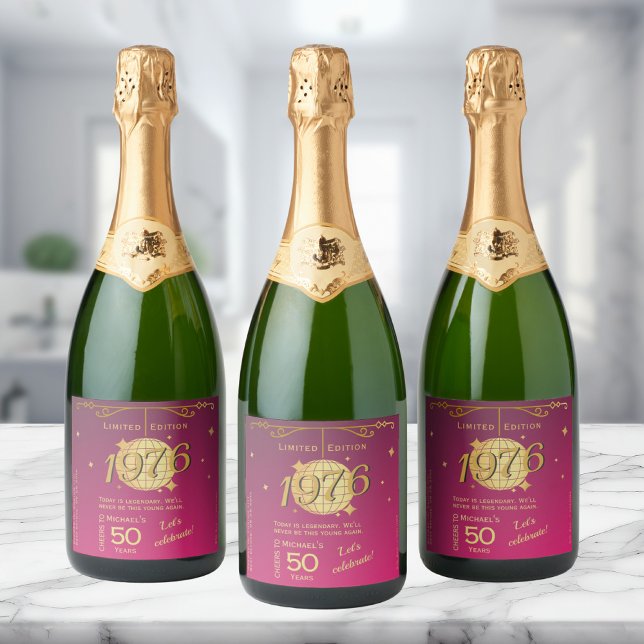 Born in 1976 50th birthday party pink beer Label (Skapare uppladdad)