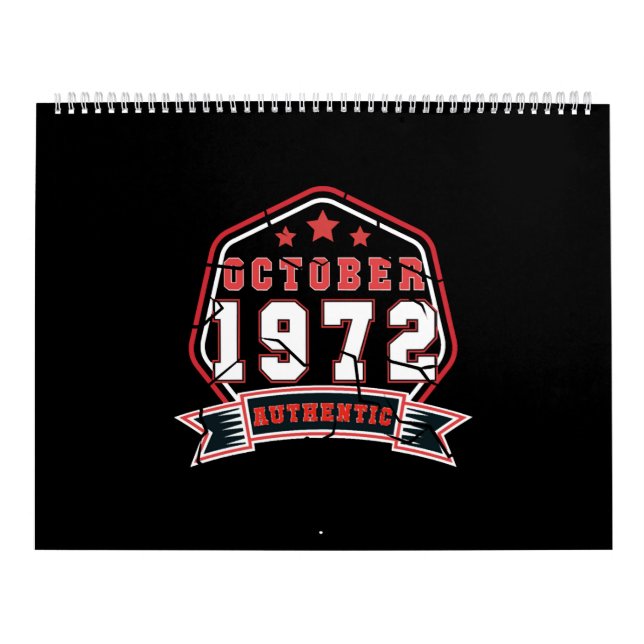 Born In October 1972 Vintage Kalender (Omslag)