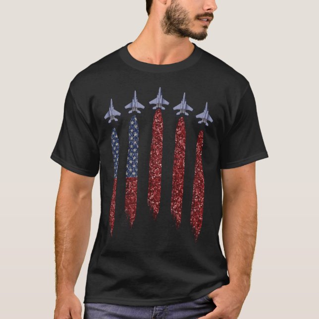 Born In The Usa Eagle Usa Flag Airplane 4Th Of Jul T Shirt (Framsida)