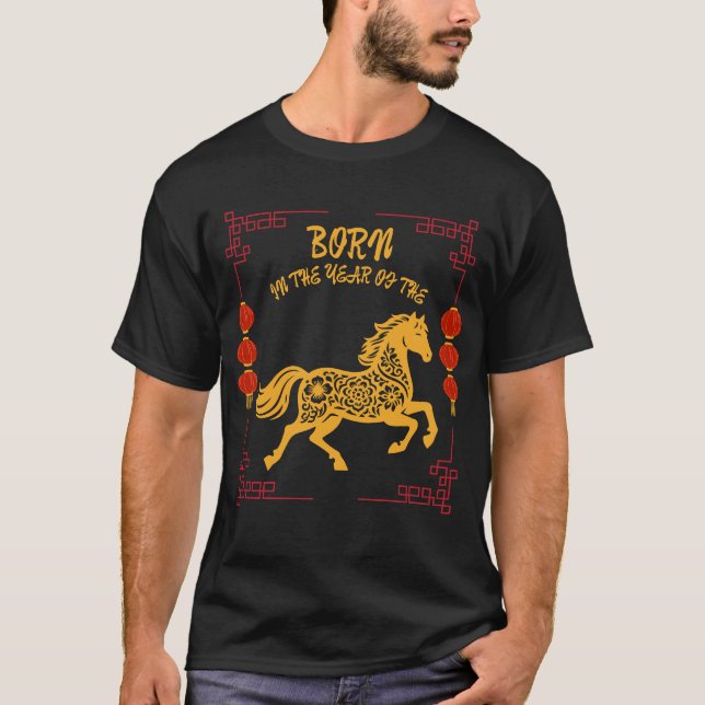 Born in the Year of the Horse T Shirt (Framsida)