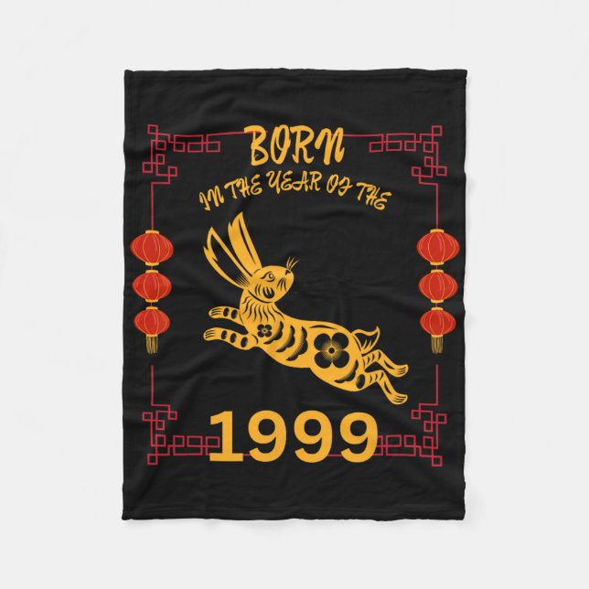 Born In The Year Of The Rabbit 1999 Chinese New Ye Fleecefilt (Framsidan)