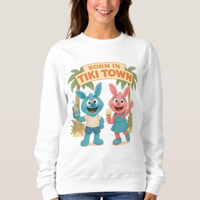 Born in Tiki Town – Snibbi & Snibbo Cartoon Shirt T (Framsida)