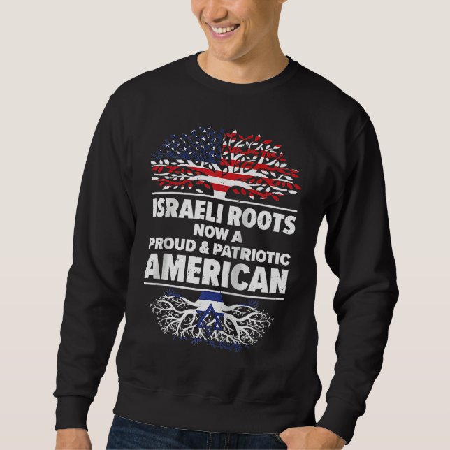 Born Israeli Israel American USA Citizenship Ragla Lång Ärmad Tröja (Framsida)