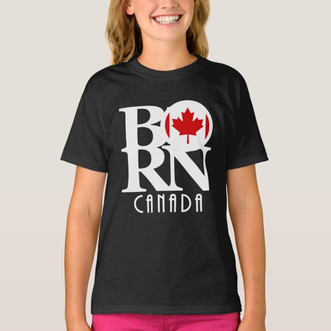 BORN Kanada (vit text) T Shirt (Framsida)