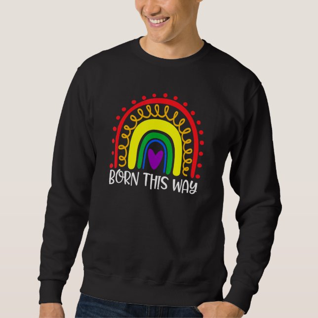 Born Lgbt Pride Gay Lång Ärmad Tröja (Framsida)