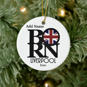 BORN Liverpool England Anpassningsbar (med födels Julgransprydnad Keramik