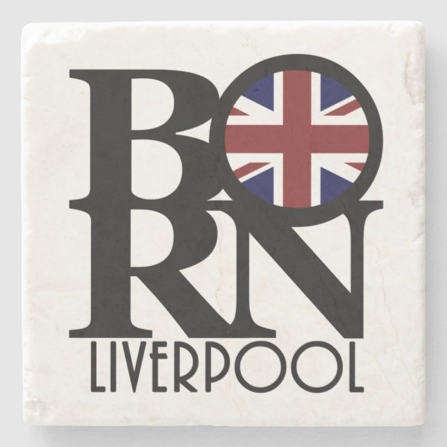 BORN Liverpool England (UK Flagga) Stenunderlägg (Framsidan)