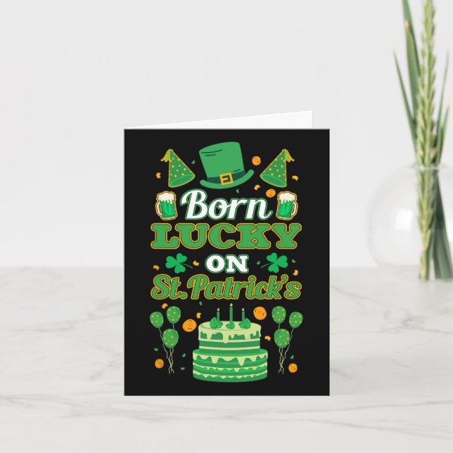 Born Lucky på St Paddy's. Födelsedag Kort (Framsida)