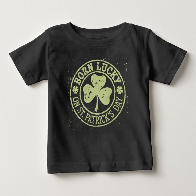 Born Lucky på St patrick's day Irish Birthday T Shirt (Framsida)