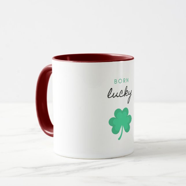 "BORN LUCKY SHAMROCK" TVÅ TON MUGG. MUGG (Framsida vänster)