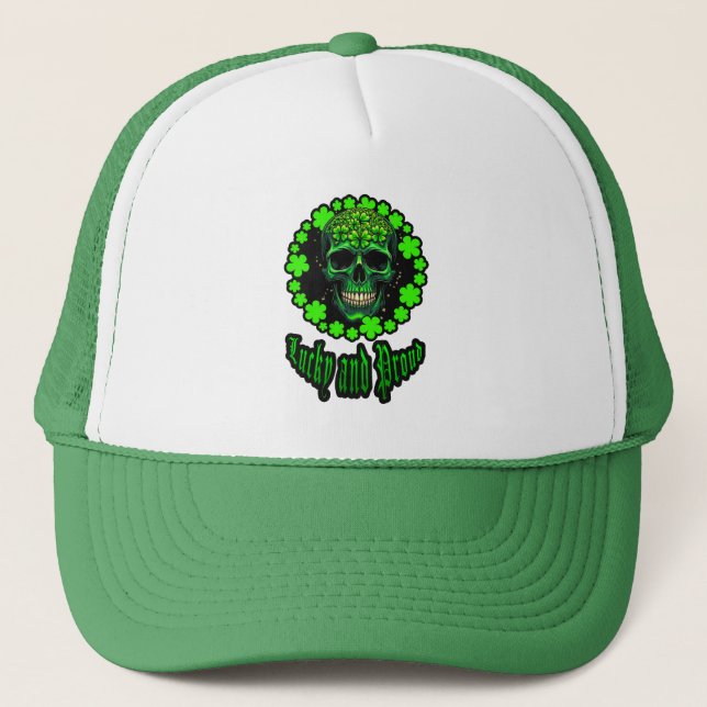 Born Lucky Skull St Patrick’s Day Shirt – boné Keps (Framsida)
