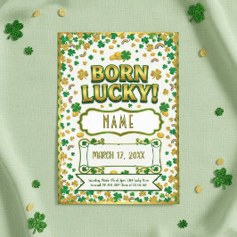 Born Lucky St. Patrick’s Day Birthday Invitation Kort