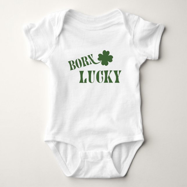 Born Lucky St Patricks Infant Bodykostym T Shirt (Framsida)