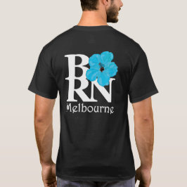 BORN Melbourne Blue Hibiscus (Tillbaka Skriv ut) T Shirt