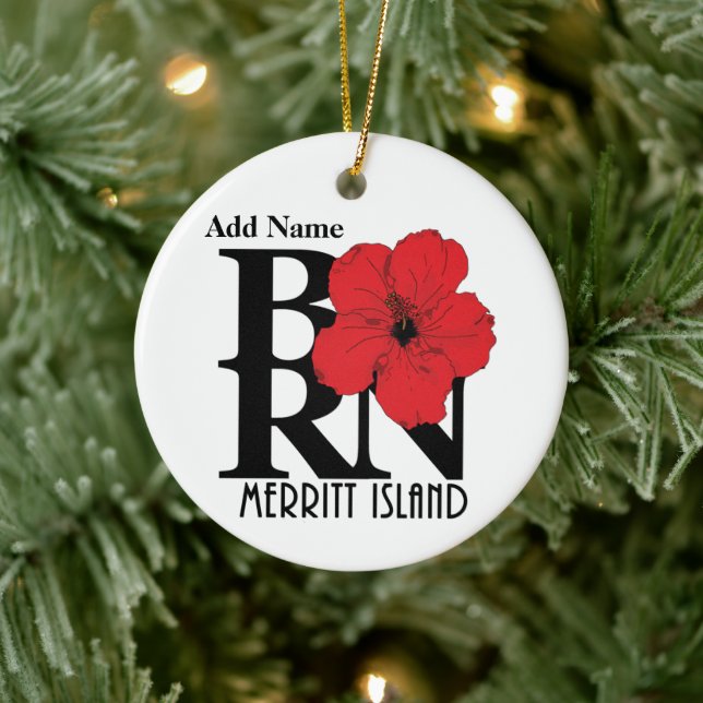 BORN Merritt Island Red Hibiscus Custumizable Julgransprydnad Keramik (Träd)